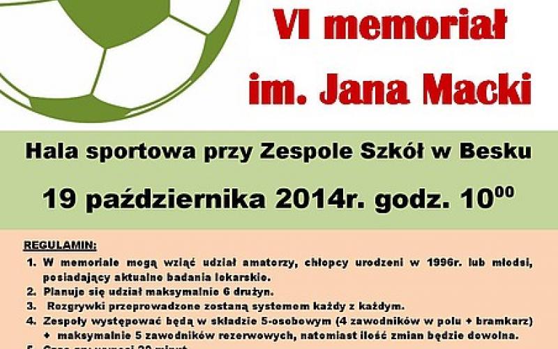 Turniej piłki halowej - VI memoriał im. Jana Macki