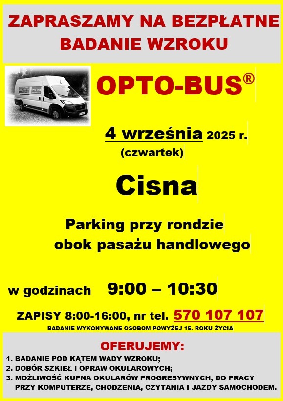 bezpłatne badanie wzroku Gmina Cisna