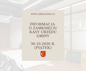 Informacja o zamknięciu Kasy Urzędu Gminy w dniu 30.10.2026 r.
